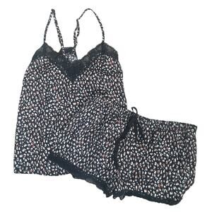 Aerie Lace Trim Animal Print 2 piece  Loungewear Set  Silky & Comfy Feel